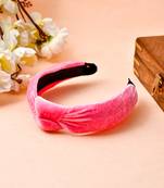 Pink velvet knot hairband