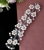 Women white toned embellished pearl beadedwomen white toned embellished pearl beaded hair accessory set