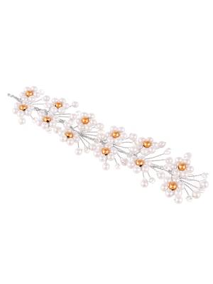 Women white toned embellished pearl beadedwomen white toned embellished pearl beaded hair accessory set 3