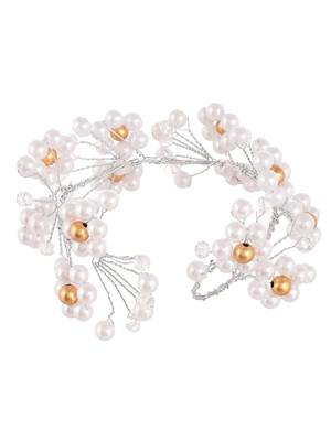 Women white toned embellished pearl beadedwomen white toned embellished pearl beaded hair accessory set 4
