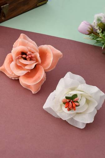 Artificial white peach flower hair accessory
