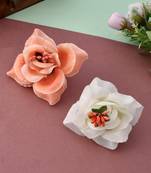 Artificial white peach flower hair accessory