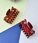 Set of 2 red & brown hair claw clips