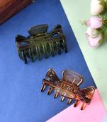 Set of 2 green & brown claw clips