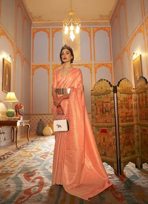 Orange Nyloan Satin Woven Designer Saree With Blouse For Women  1