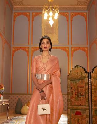 Orange Nyloan Satin Woven Designer Saree With Blouse For Women  2