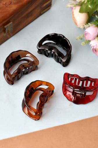 Set of 4 multi colored hair claw clips