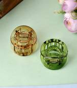 Set of 2 green & brown claw clips