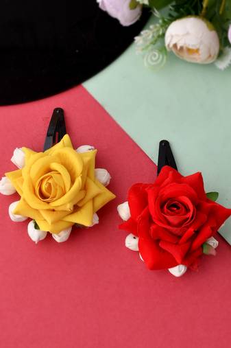 Set of 2 red & yellow tic tac hair clip