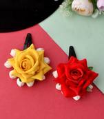 Set of 2 red & yellow tic tac hair clip