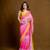 Pink colorblock georgette saree with blouse