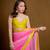 Pink colorblock georgette saree with blouse