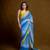 Blue colorblock georgette saree with blouse