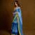 Blue colorblock georgette saree with blouse