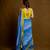 Blue colorblock georgette saree with blouse