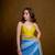 Blue colorblock georgette saree with blouse
