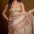 Golden ecru floral play organza saree with blouse