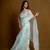 Sea green floral play organza saree with blouse