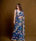 Navy gardenia georgette saree with blouse