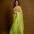 Lime green and red organza saree with blouse