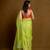Lime green and red organza saree with blouse