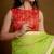 Lime green and red organza saree with blouse