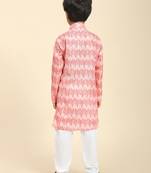 Pink Floral Cotton Jacquard Kurta Pajama Set for Boys Ethnic Wear