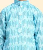 Firozi Floral Cotton Jacquard Kurta Pajama Set for Boys Ethnic Wear