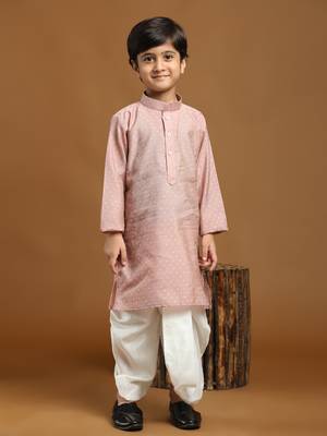 Pink Printed Cotton Printed Dhoti kurta Set for Boys Ethnic Wear 1