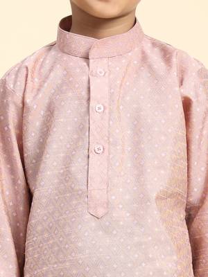 Pink Printed Cotton Printed Dhoti kurta Set for Boys Ethnic Wear 3