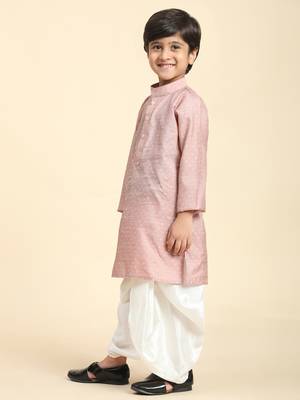 Pink Printed Cotton Printed Dhoti kurta Set for Boys Ethnic Wear 5