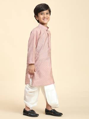 Pink Printed Cotton Printed Dhoti kurta Set for Boys Ethnic Wear 6