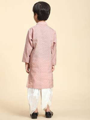 Pink Printed Cotton Printed Dhoti kurta Set for Boys Ethnic Wear 7