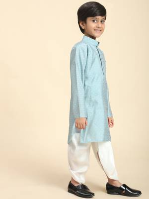 Blue Printed Cotton Printed Dhoti kurta Set for Boys Ethnic Wear 5