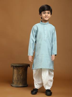 Blue Printed Cotton Printed Dhoti kurta Set for Boys Ethnic Wear 1