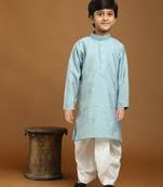 Blue Printed Cotton Printed Dhoti kurta Set for Boys Ethnic Wear