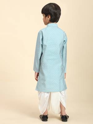 Blue Printed Cotton Printed Dhoti kurta Set for Boys Ethnic Wear 8