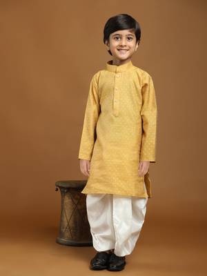 Brown Printed Cotton Printed Dhoti kurta Set for Boys Ethnic Wear 1