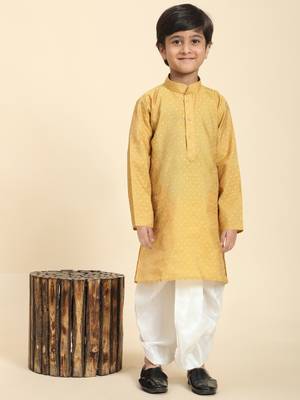 Brown Printed Cotton Printed Dhoti kurta Set for Boys Ethnic Wear 2
