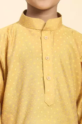 Brown Printed Cotton Printed Dhoti kurta Set for Boys Ethnic Wear
