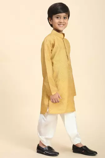 Brown Printed Cotton Printed Dhoti kurta Set for Boys Ethnic Wear