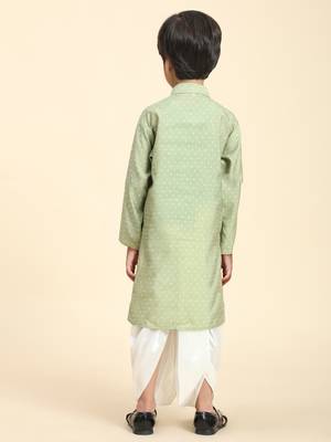 Green Printed Cotton Printed Dhoti kurta Set for Boys Ethnic Wear 2
