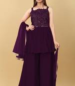 Women viscose rayon kurta sharara dupatta set