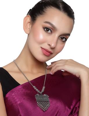 Oxidized Silver Color Long Necklace 1