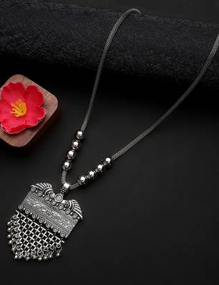 Oxidized Silver Color Long Necklace 2