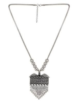 Oxidized Silver Color Long Necklace 3