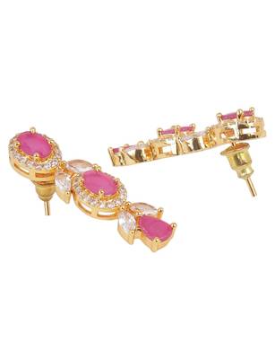 American Diamond Ruby Color Gold Plated Necklace Set 3