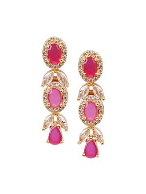 American Diamond Ruby Color Gold Plated Necklace Set 4