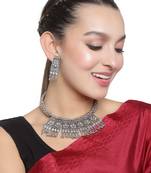 Oxidized Silver Color Choker Necklace Set