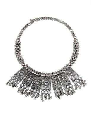 Oxidized Silver Color Choker Necklace Set 4